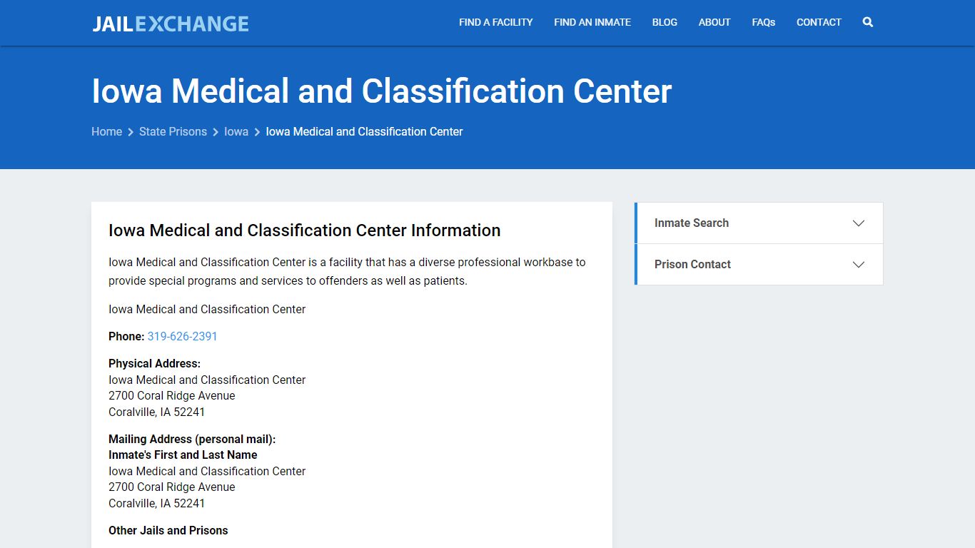 Iowa Medical and Classification Center Inmate Search, IA - Jail Exchange