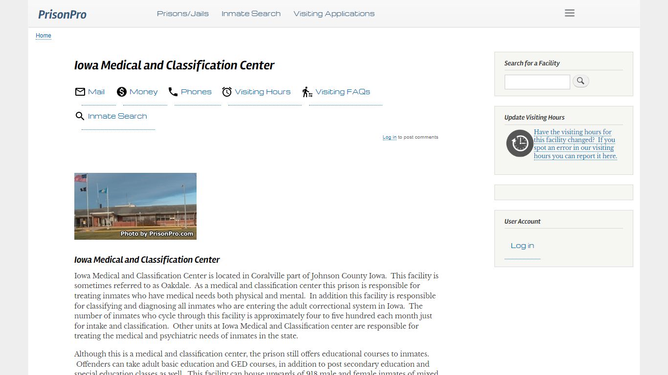 Iowa Medical and Classification Center - PrisonPro